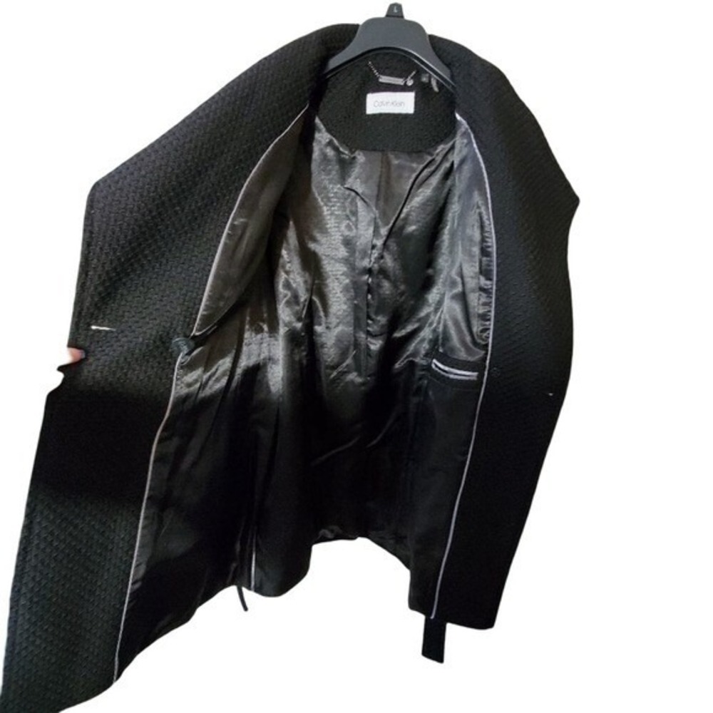 Calvin‎ Klein Black basketweave faux wrap black coat women's size large new!!! - Picture 7 of 14